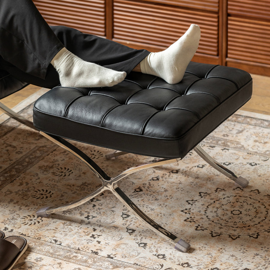 Vintage genuine leather ottoman barcelona primary product view.