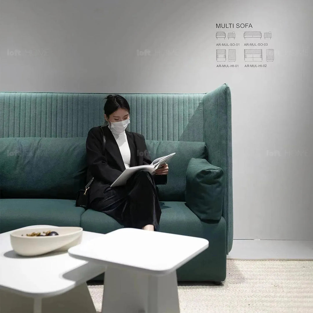 Modern mixed weave fabric 1 seater sofa multi detail 1.