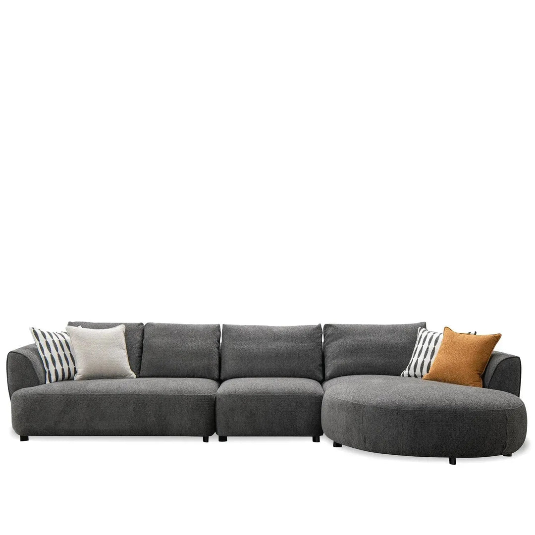 Modern mixed weave fabric l shape sectional sofa asce 4+l in white background.