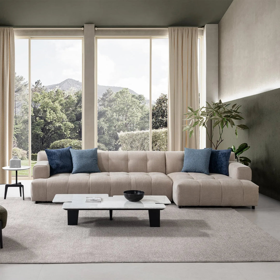 Modern mixed weave fabric l shape sectional sofa luna 3+l primary product view.