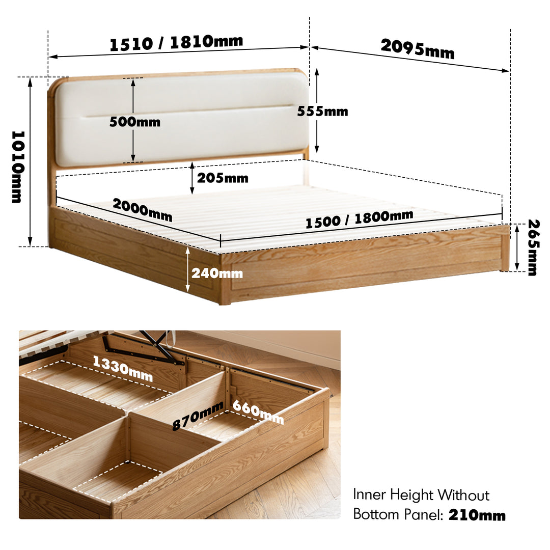 Minimalist oak wood microfiber leather storage bed luna size charts.