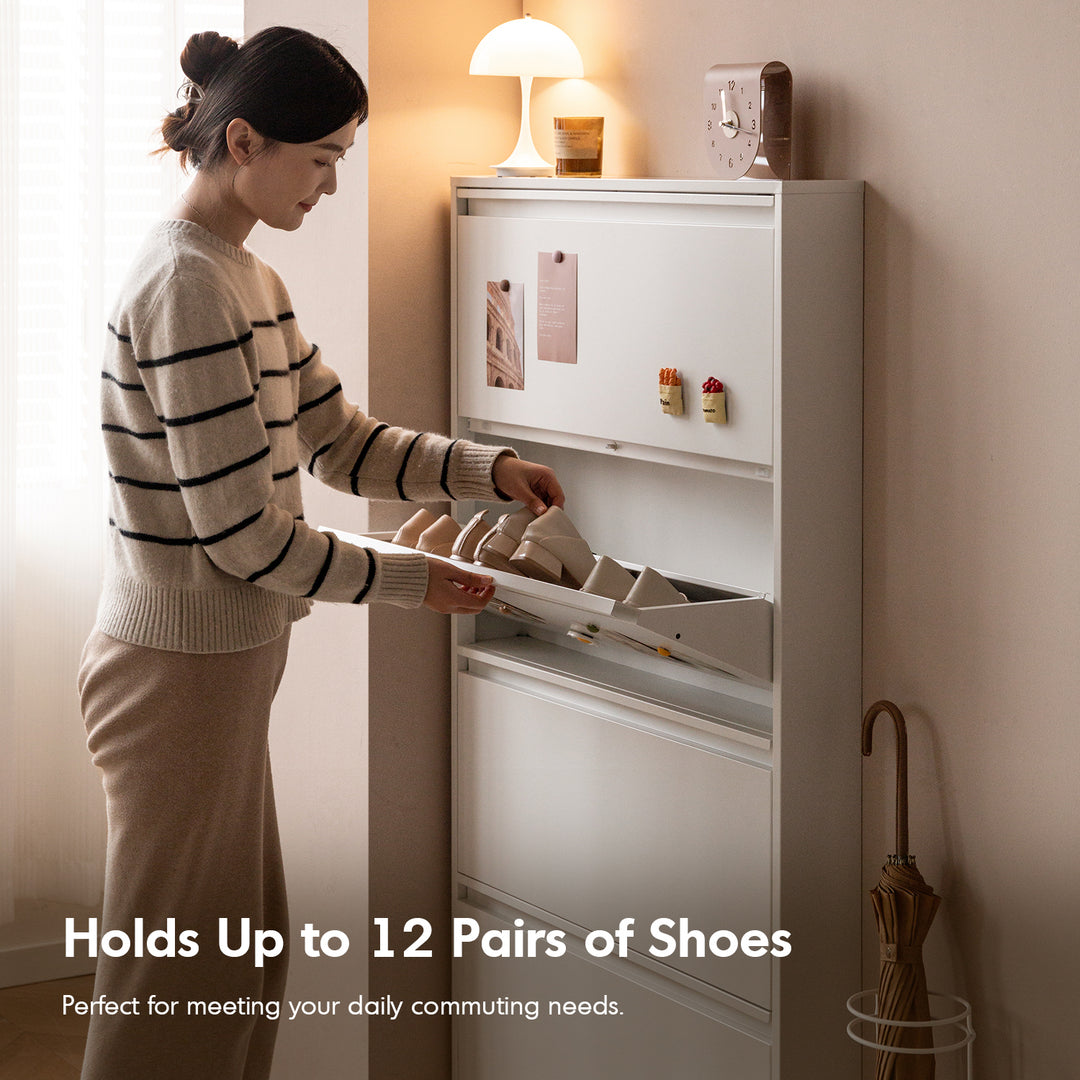 Minimalist steel shoe cabinet slim environmental situation.