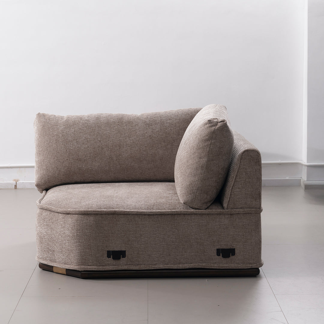 Minimalist corduroy velvet fabric modular joint connection 1 seater sofa cordy material variants.