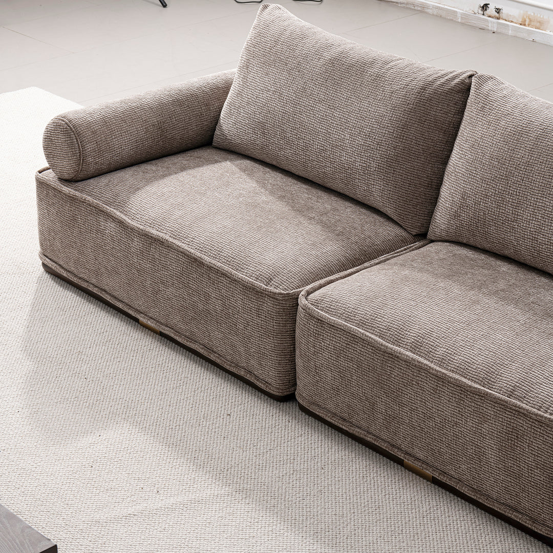 Minimalist corduroy velvet fabric sectional 3 seater sofa cordy with context.