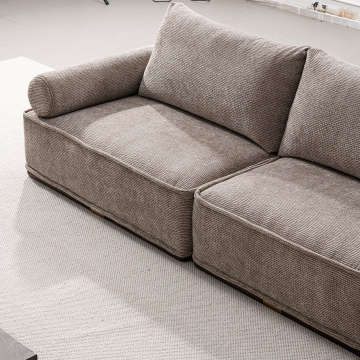 Minimalist corduroy velvet fabric sectional 3 seater sofa cordy with context.