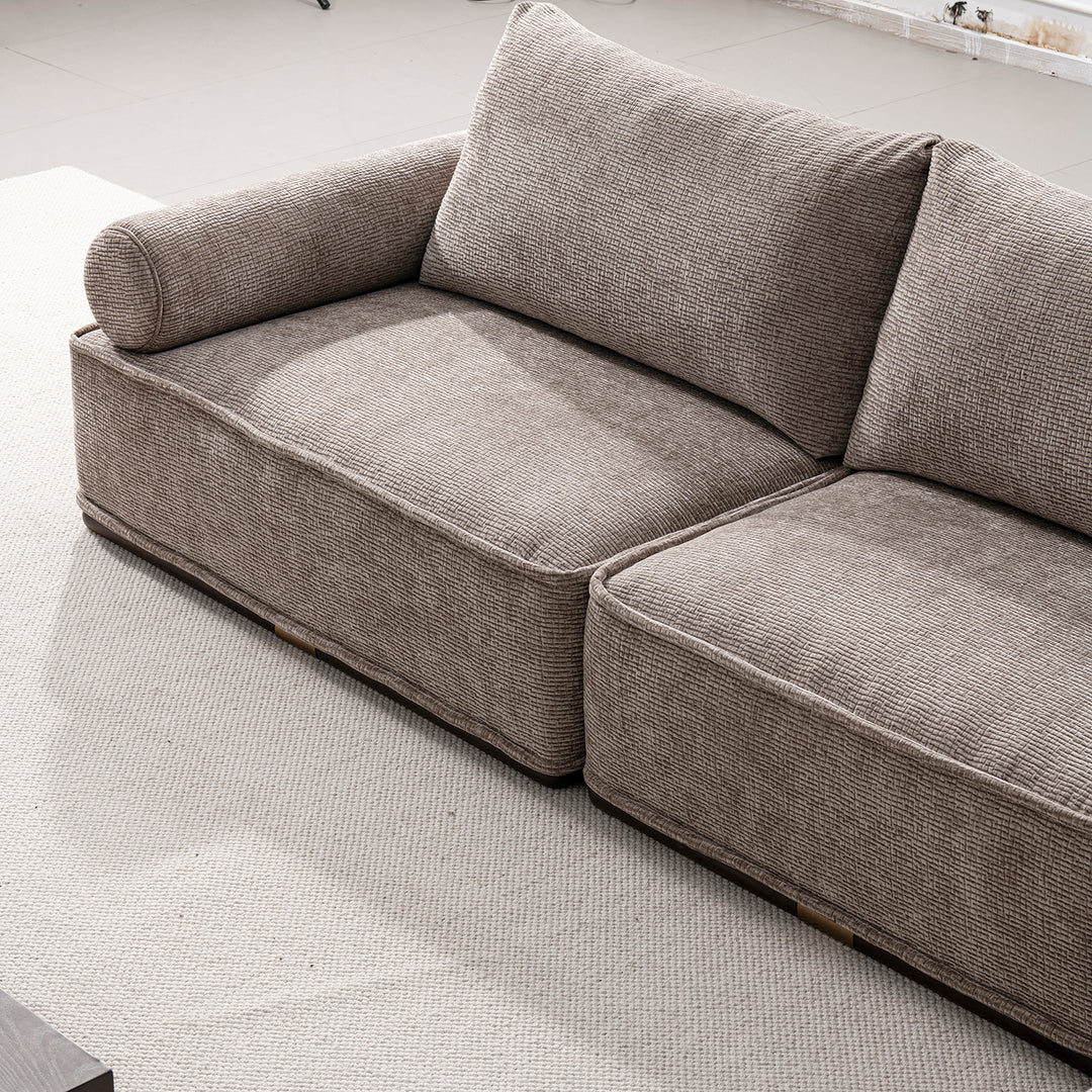 Minimalist corduroy velvet fabric sectional 5 seater sofa cordy with context.