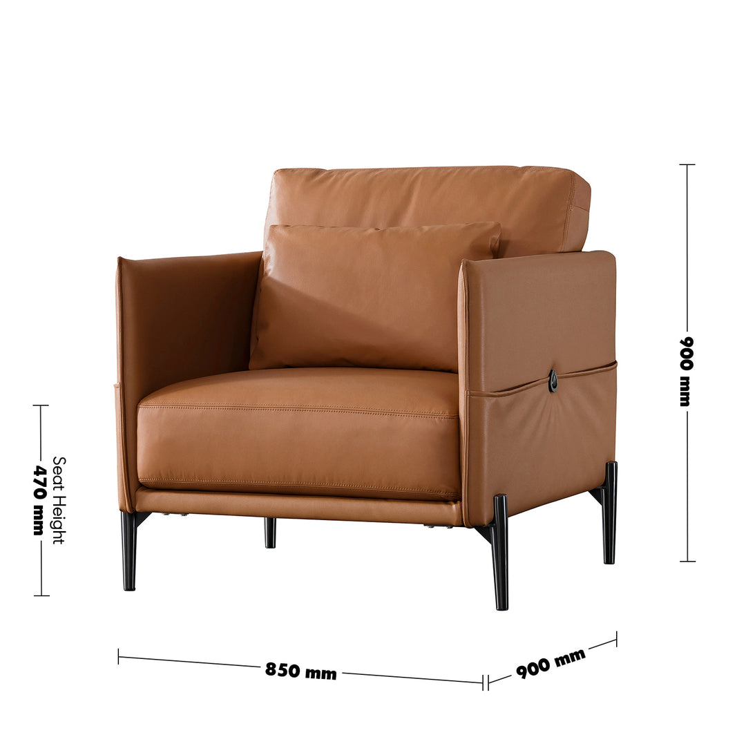 Minimalist genuine leather 1 seater sofa dante size charts.