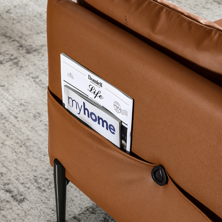 Minimalist genuine leather 1 seater sofa dante in real life style.