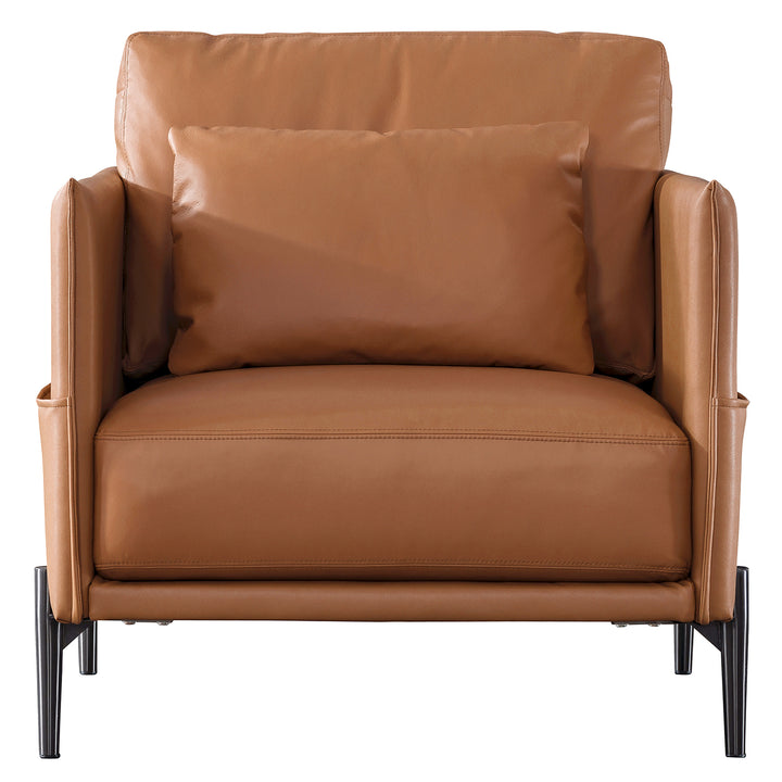 Minimalist genuine leather 1 seater sofa dante in details.