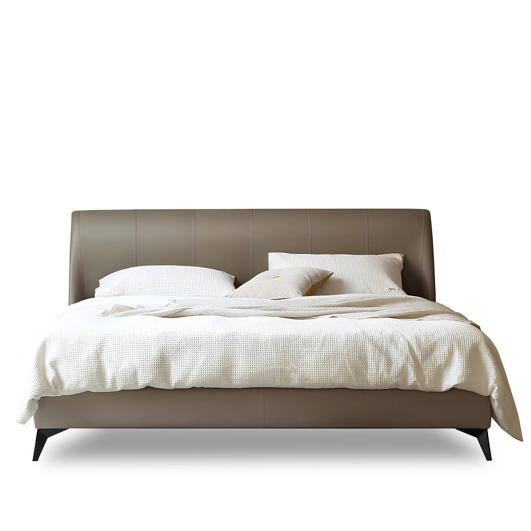 Minimalist Genuine Leather Bed Frame CALMA