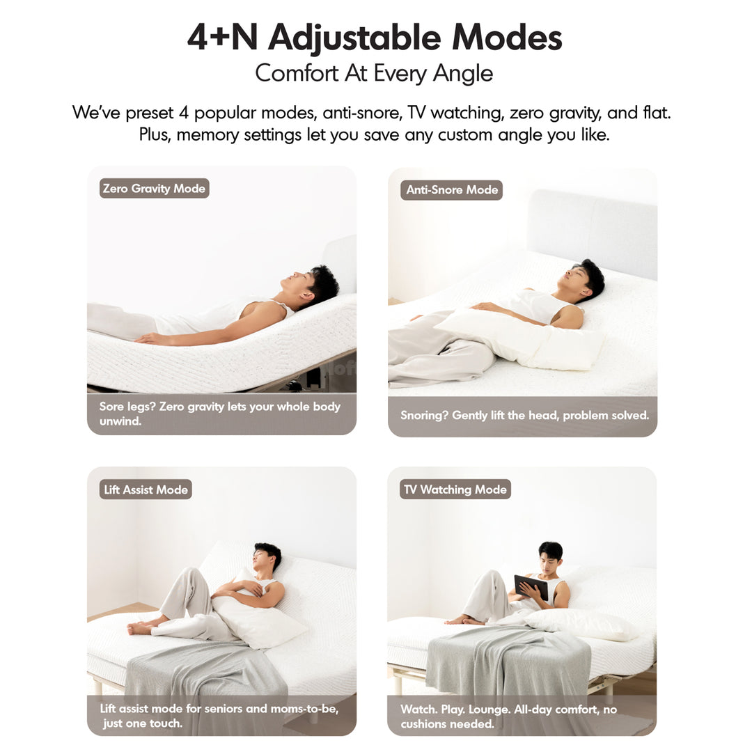 Minimalist metal electric adjustable bed frame with mattress 2in1 set upone detail 3.