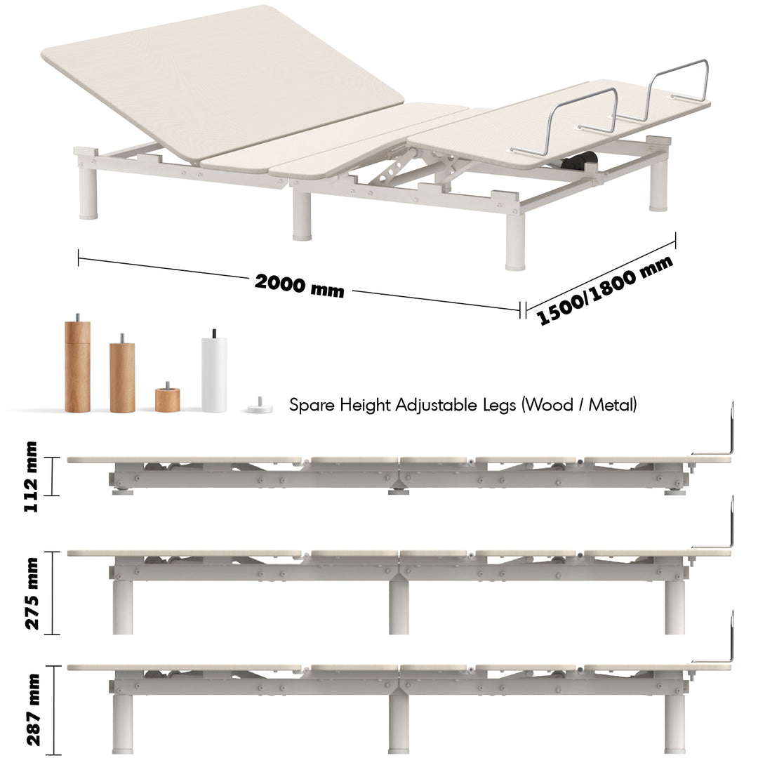 Minimalist metal electric adjustable bed frame with mattress 2in1 set upone size charts.