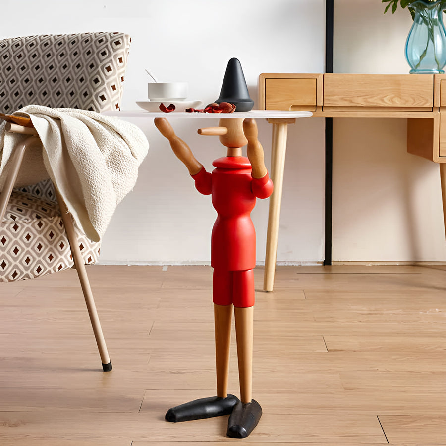 Contemporary beech wood side table pinocchio primary product view.