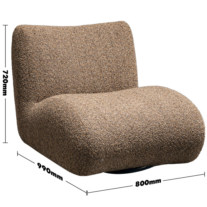 Cream boucle fabric 1 seater sofa pod size charts.