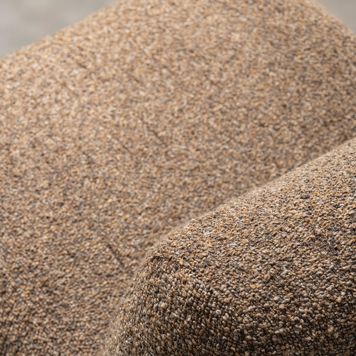 Cream boucle fabric 1 seater sofa pod in real life style.