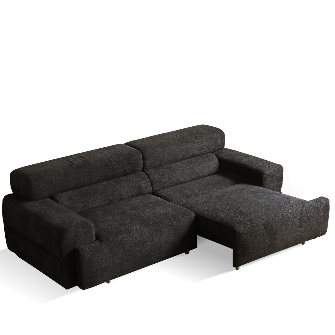 Cream boucle fabric electric functional 3 seater sofa bed sleepo in white background.