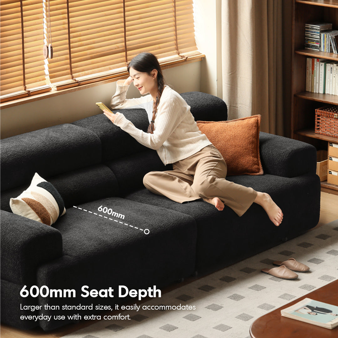 Cream boucle fabric electric functional 4 seater sofa bed sleepo environmental situation.