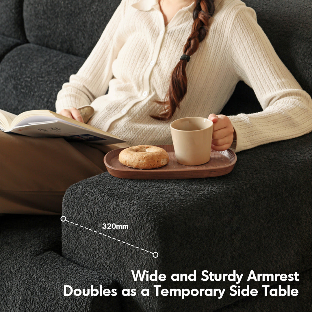 Cream boucle fabric electric functional 4 seater sofa bed sleepo detail 1.