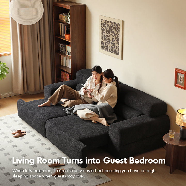 Cream boucle fabric electric functional 4 seater sofa bed sleepo in details.