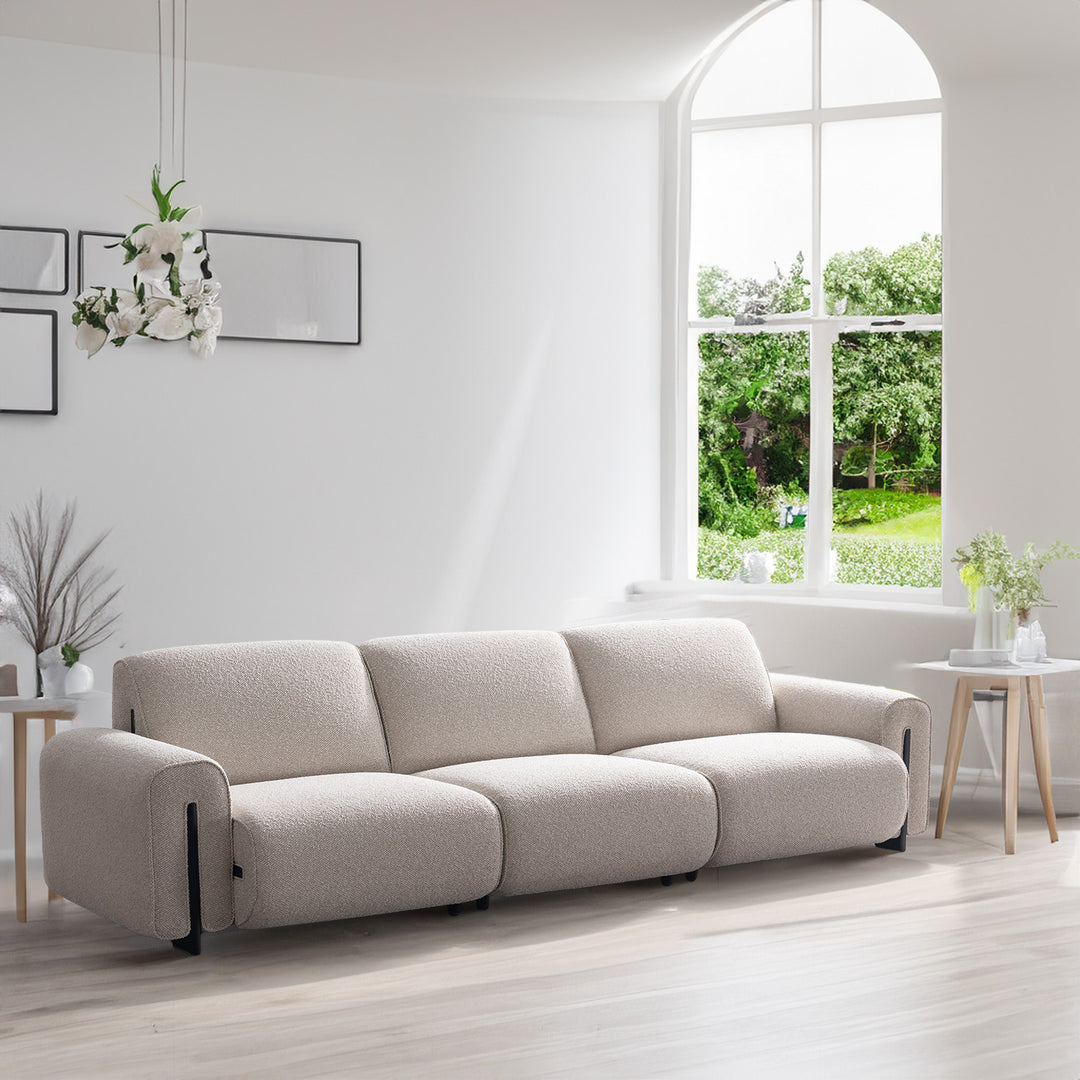 Minimalist boucle fabric modular 4 seater sofa colle primary product view.