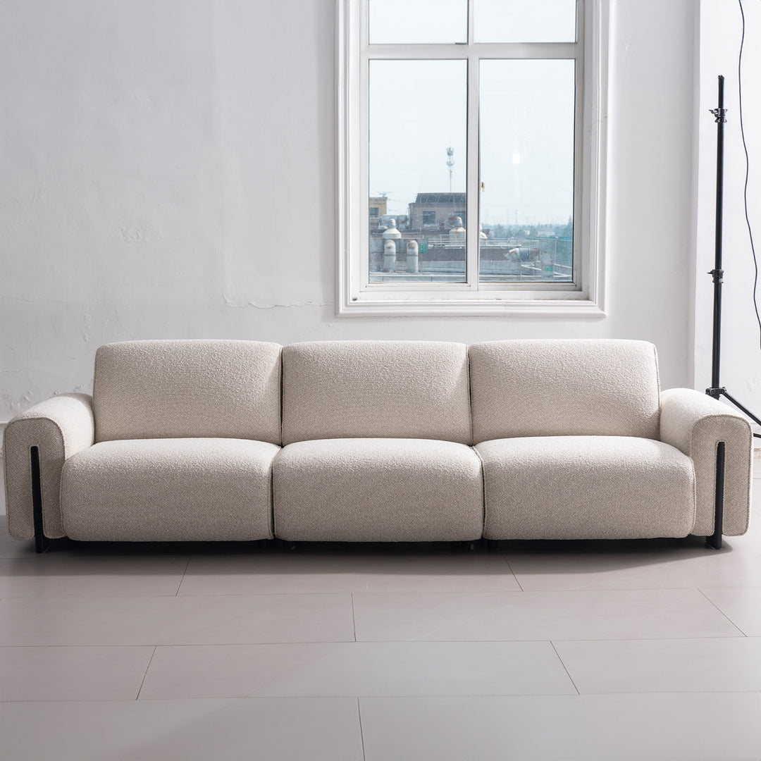 Minimalist boucle fabric modular 4 seater sofa colle with context.