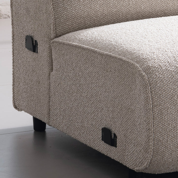 Minimalist boucle fabric modular armless 1 seater sofa colle with context.