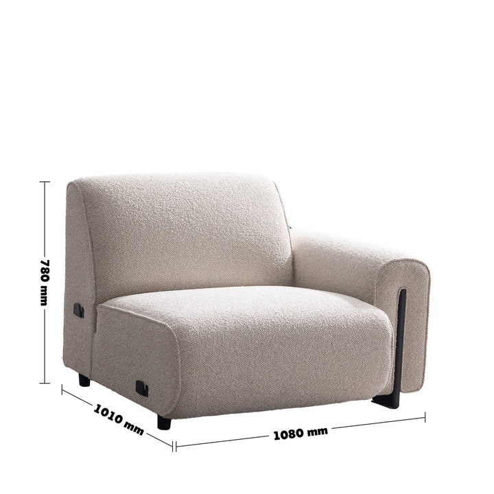 Minimalist boucle fabric modular corner 1 seater sofa colle size charts.