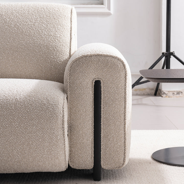 Minimalist boucle fabric modular corner 1 seater sofa colle in real life style.