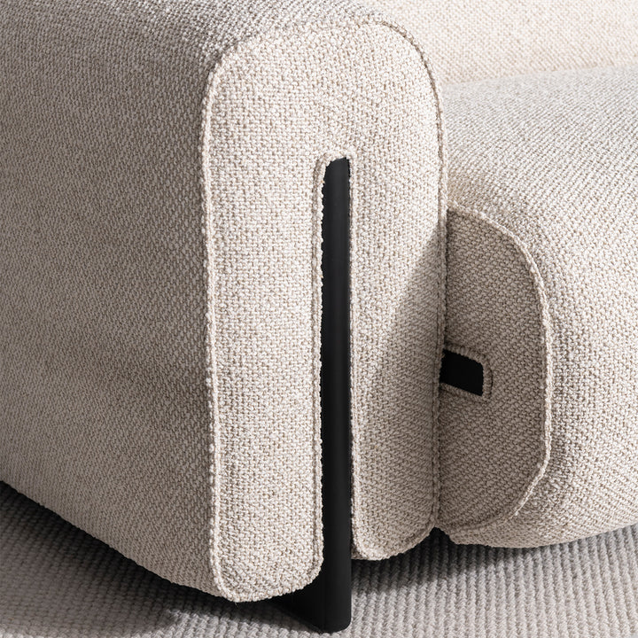 Minimalist boucle fabric modular corner 1 seater sofa colle with context.