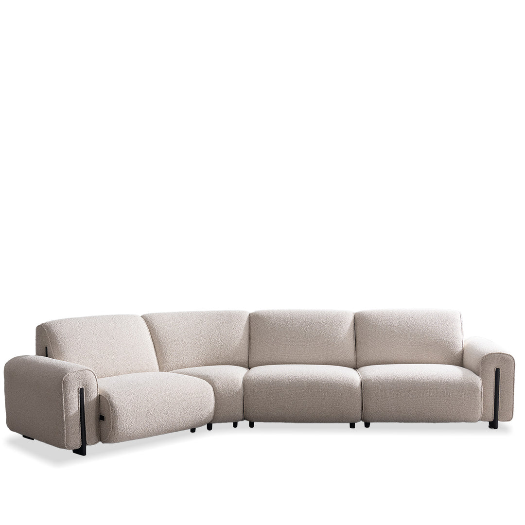 Minimalist boucle fabric modular l shape sectional sofa colle 3+l in still life.