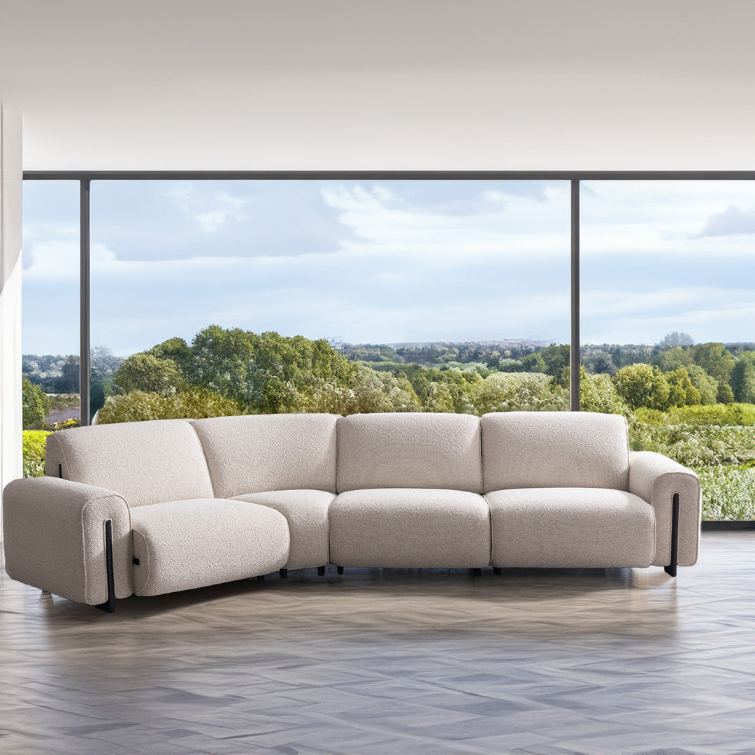 Minimalist boucle fabric modular l shape sectional sofa colle 3+l color swatches.