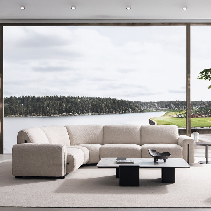 Minimalist boucle fabric modular l shape sectional sofa colle 4+l primary product view.