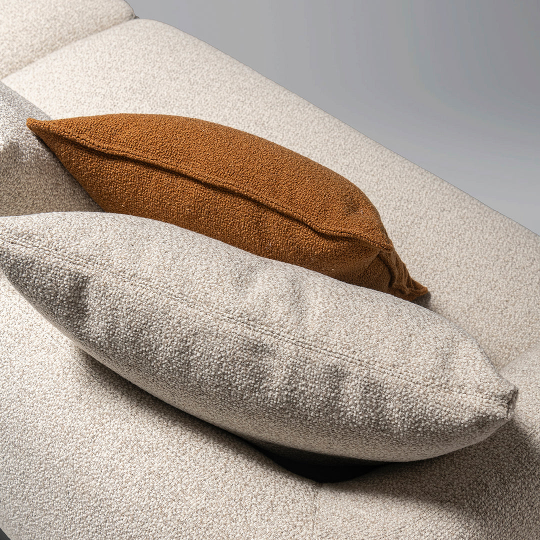 Cream boucle fabric modular l shape sectional sofa serene 2+l in real life style.