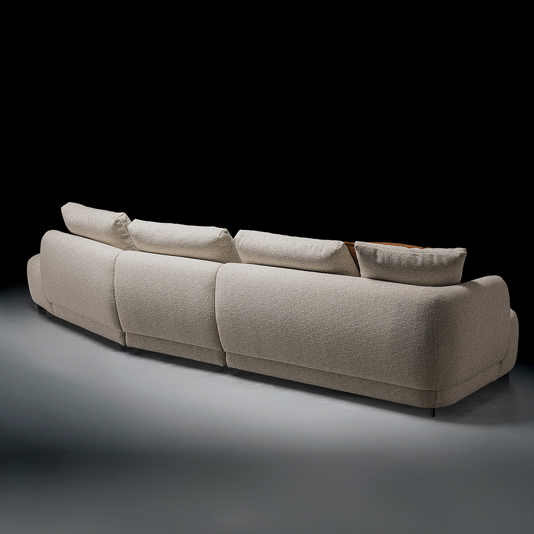 Cream boucle fabric modular l shape sectional sofa serene 2+l in details.