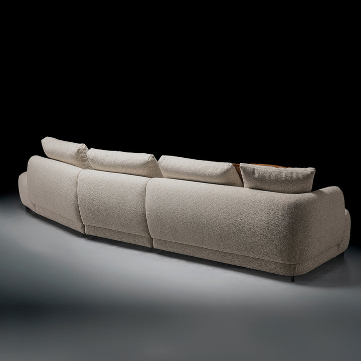 Cream boucle fabric modular l shape sectional sofa serene 2+l in details.