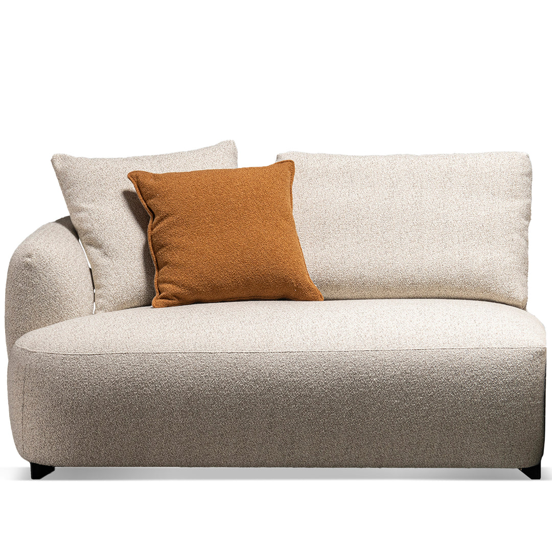 Cream boucle fabric modular l shape sectional sofa serene 3+l in panoramic view.