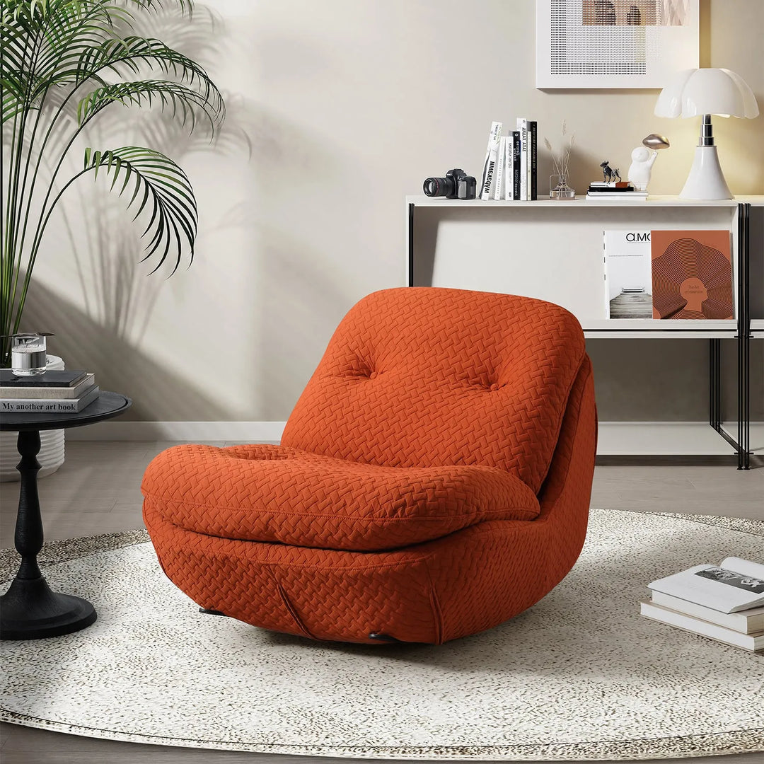 Cream chenille velvet fabric rocking 1 seater sofa nebula primary product view.