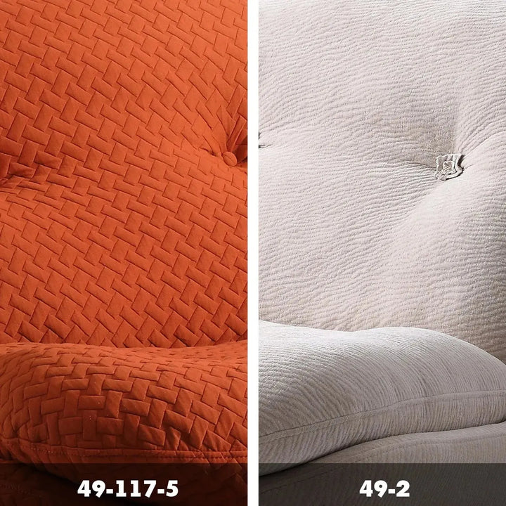 Cream chenille velvet fabric rocking 1 seater sofa nebula color swatches.