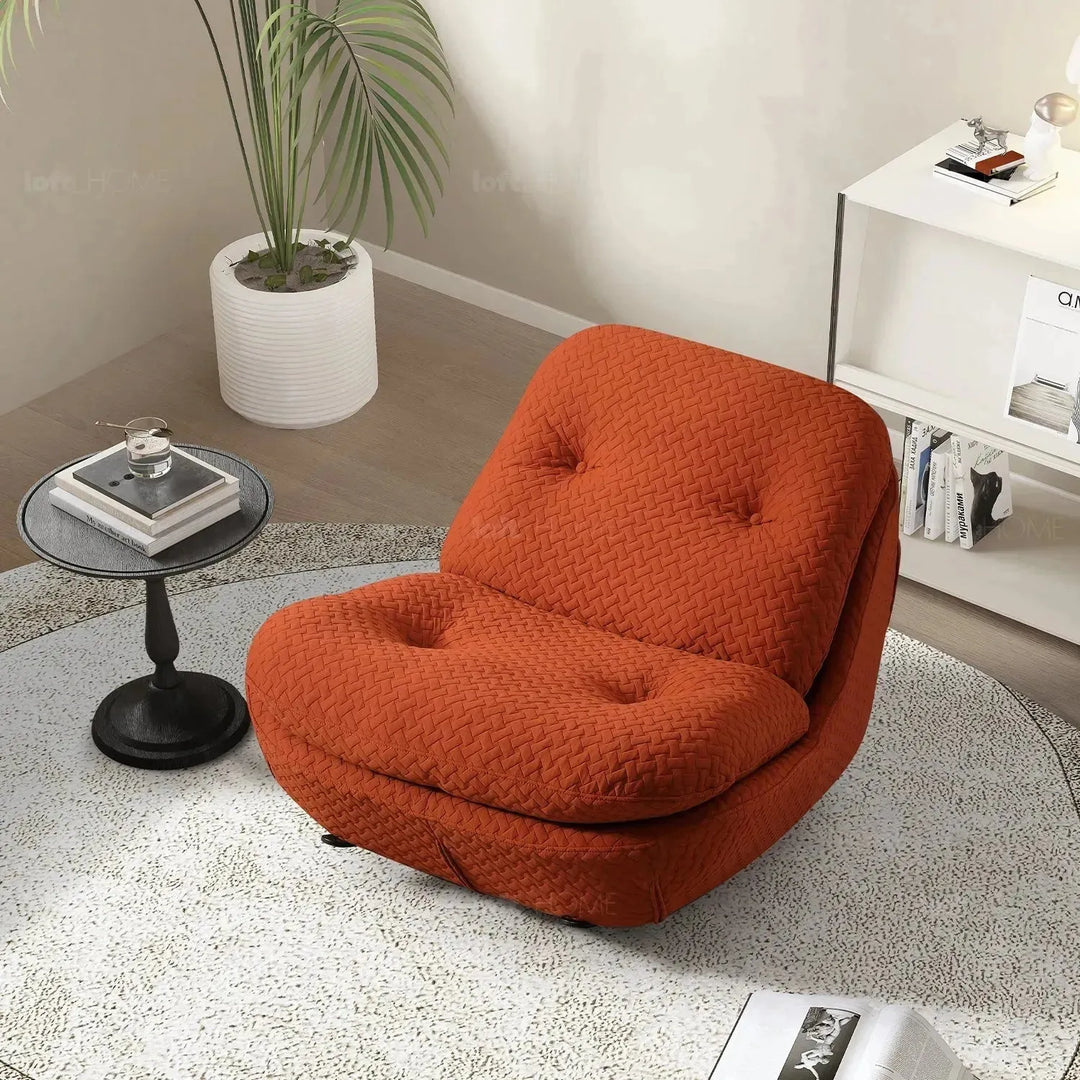 Cream chenille velvet fabric rocking 1 seater sofa nebula material variants.