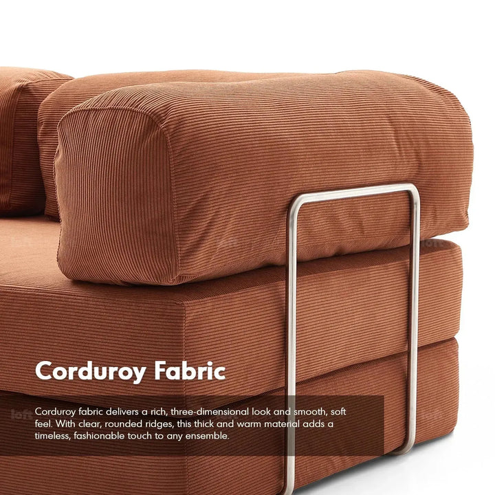 Modern corduroy fabric sofa bed squeeze in details.