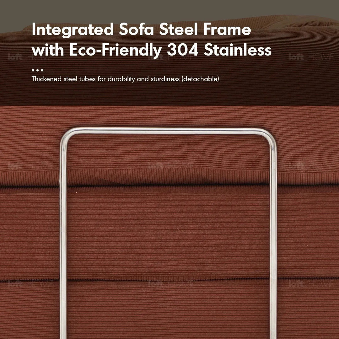 Modern corduroy fabric sofa bed squeeze in close up details.