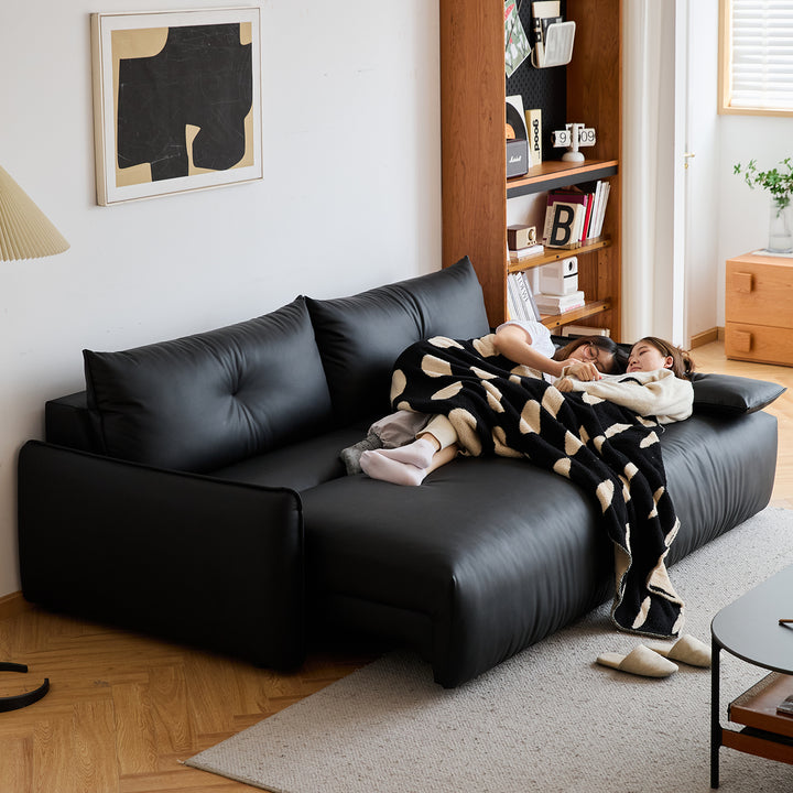 Modern Microfiber Leather electric recliner 3 seater sofa evena in close up details.