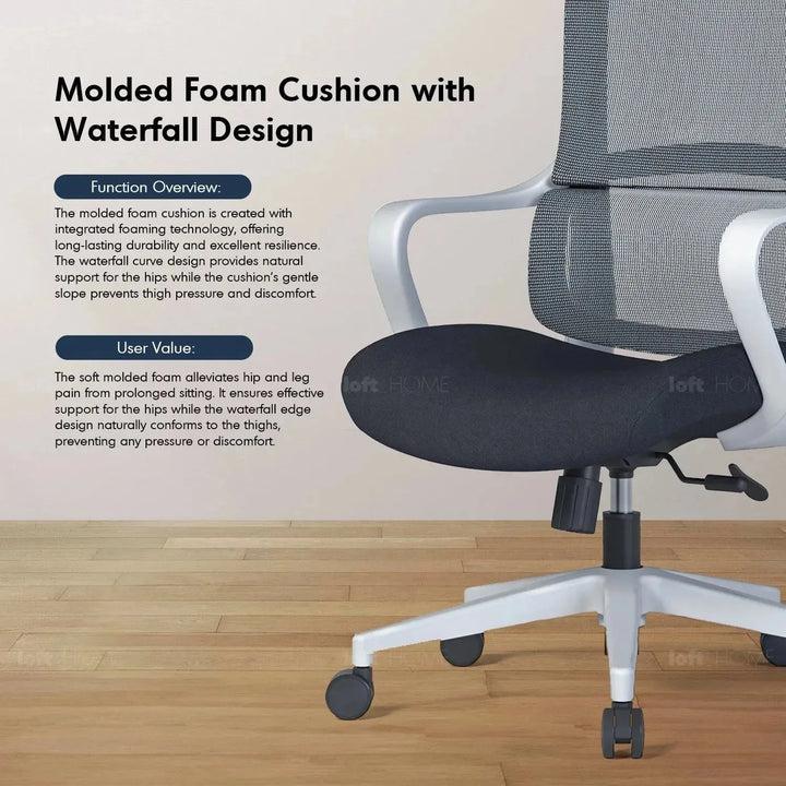 Modern mesh ergonomic office chair curve conceptual design.