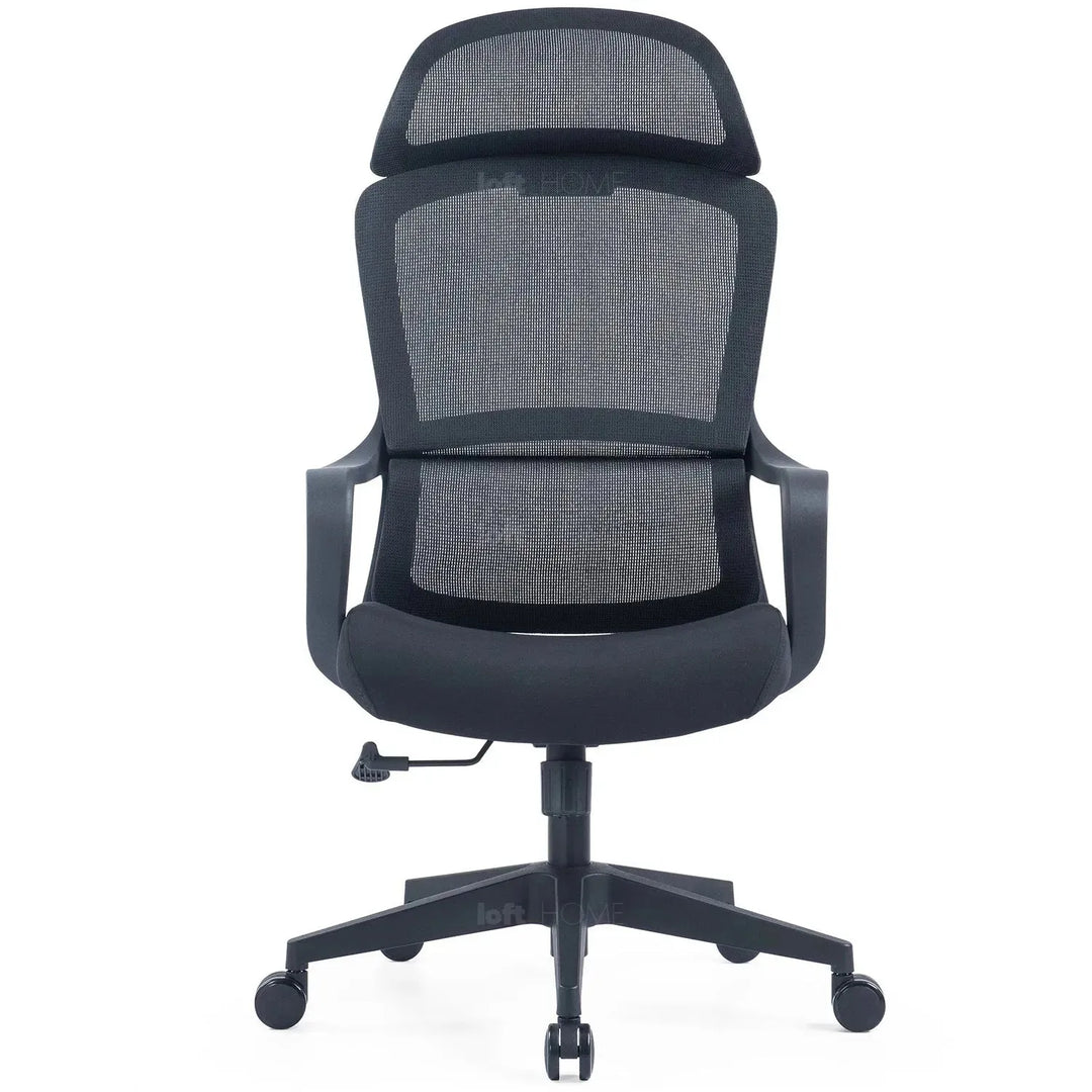 Modern mesh ergonomic office chair with headrest curve detail 9.