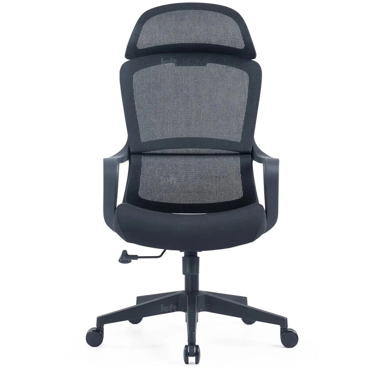 Modern mesh ergonomic office chair with headrest curve detail 9.