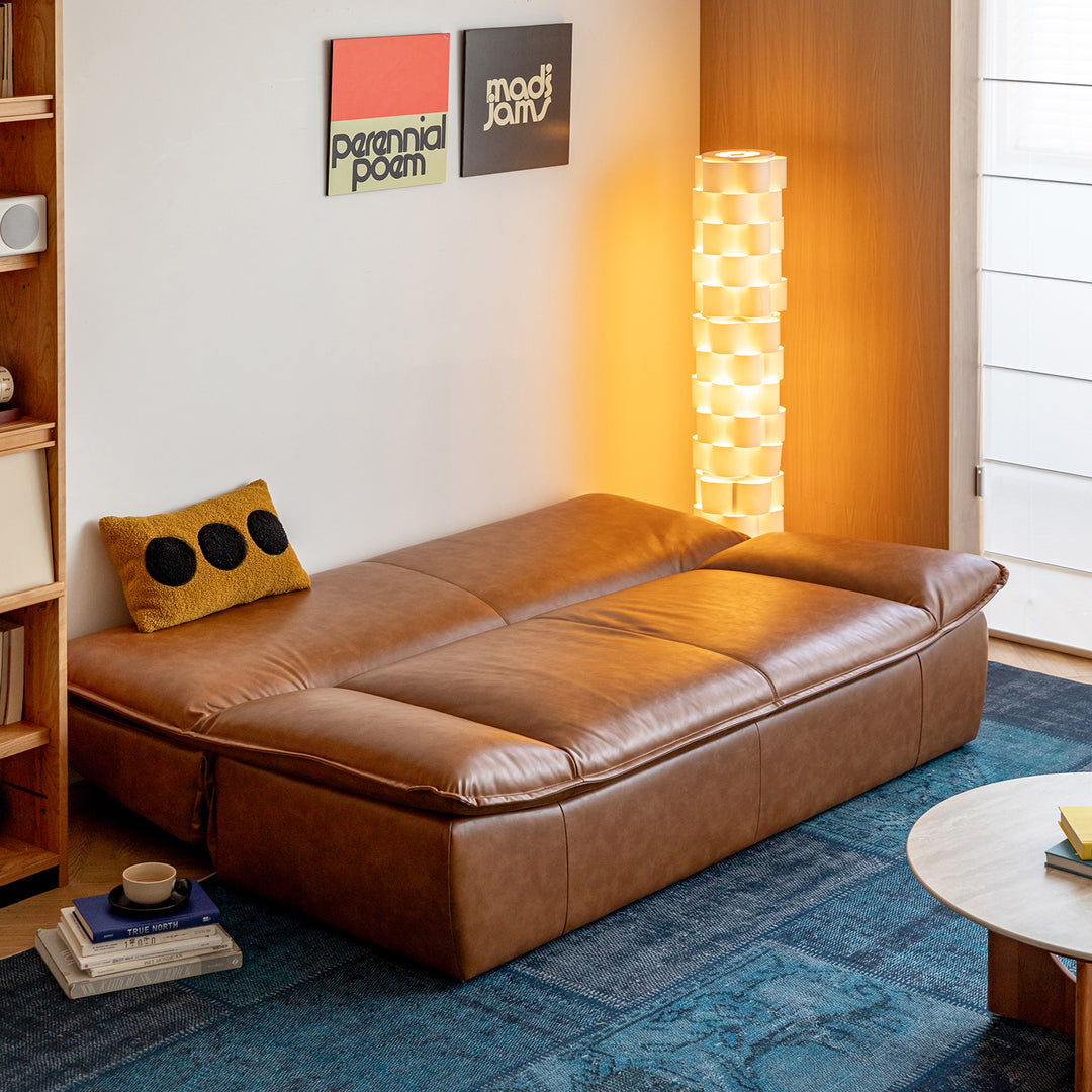 Modern microfiber leather 2 seater sofa bed sailboat primary product view.