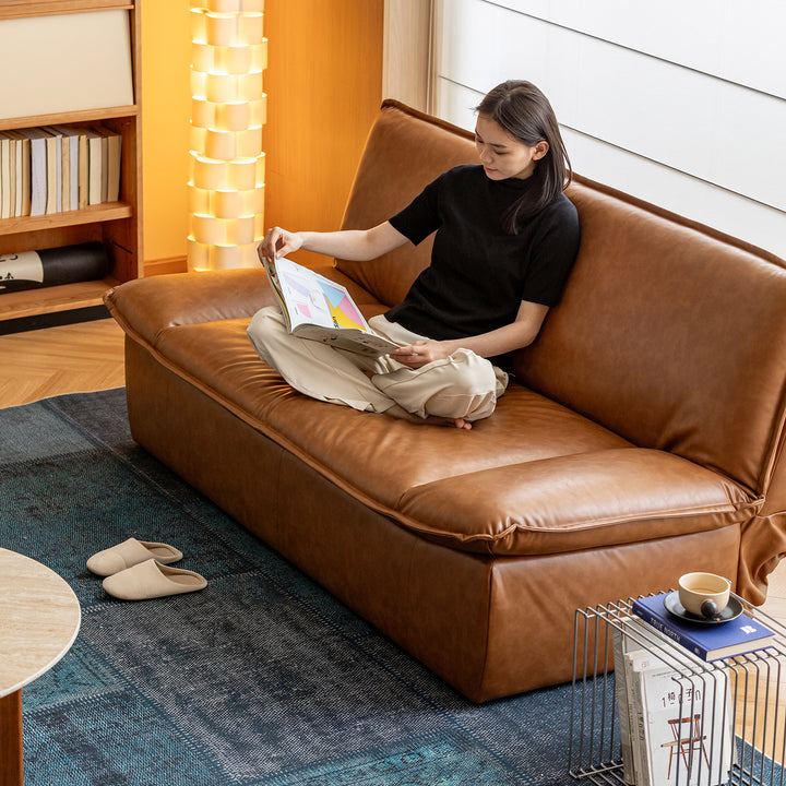 Modern microfiber leather 2 seater sofa bed sailboat in real life style.