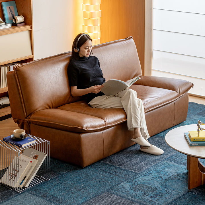 Modern microfiber leather 2 seater sofa bed sailboat in close up details.