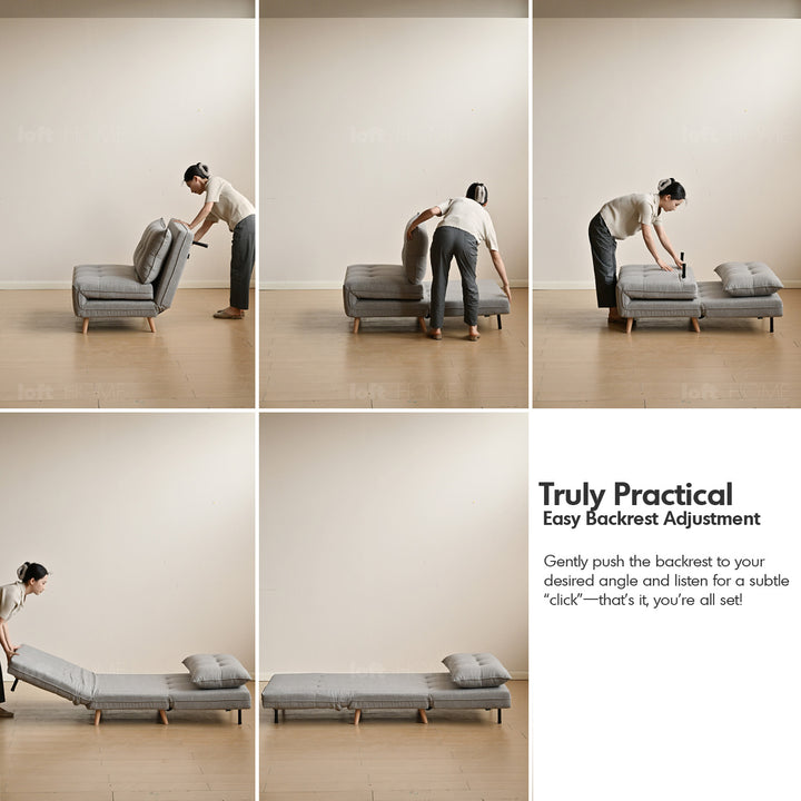 Modern mixed weave fabric 1 seater sofa bed aero in panoramic view.