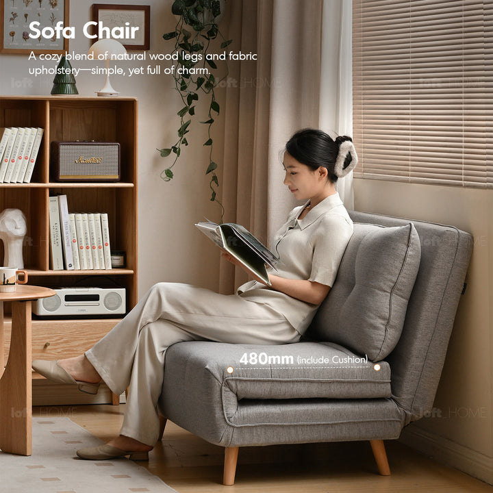 Modern mixed weave fabric 1 seater sofa bed aero material variants.